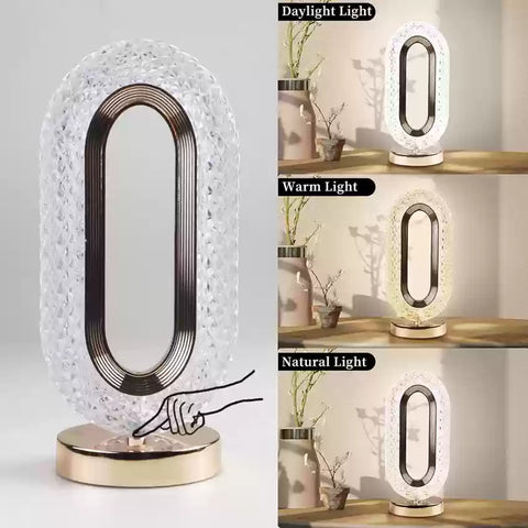 (free home delivery) Crystal Table Lamp, Touch Control LED Light with 3 Levels Brightness Rechargeable Small Lamp