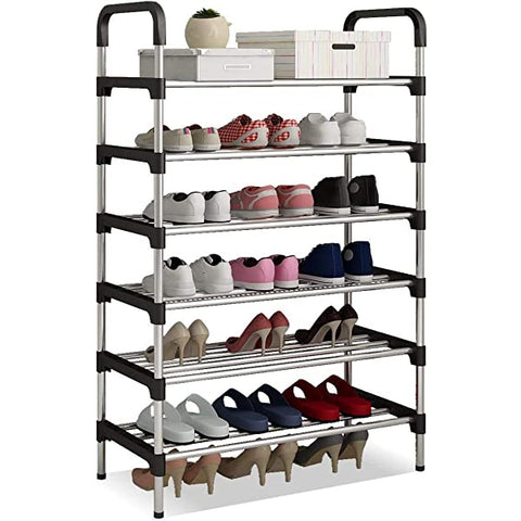 6 Layer shoe rack Tier Colored stainless steel Stackable shoe rack organizer [free home delivery]