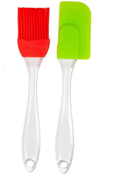 2 Pair (4PCS) - Spatula & BBQ Oil Brush - Silicone Acrylic Transparent Spatula - Silicone Acrylic Transparent Brush