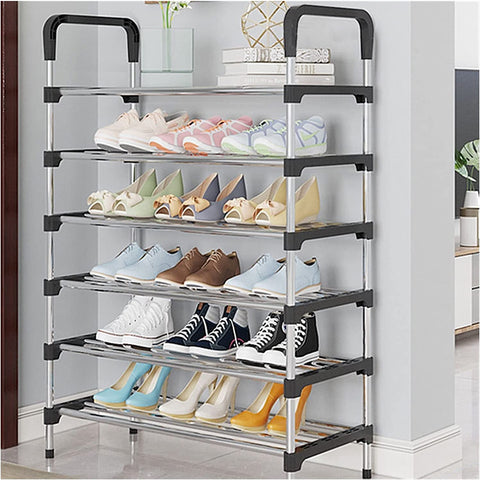 6 Layer shoe rack Tier Colored stainless steel Stackable shoe rack organizer [free home delivery]