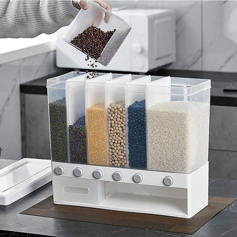 6-Grid Wall Mounted Food Dispenser, Large Capacity Storage Dry Food Dispenser [free home delivery]