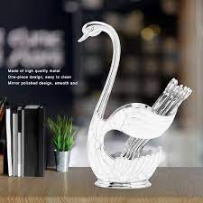 Classy Swan 6 Pcs Spoon Set with Crafted Swan Spoon Holder