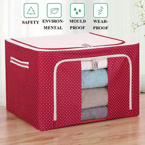 55- Litre Capacity Folding Cloth Steel Frame Clothing Storage Bag Folding Organizer Box Storage Bag