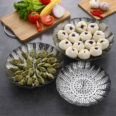 Premium Foldable Stainless Steel Steamer Basket ✨