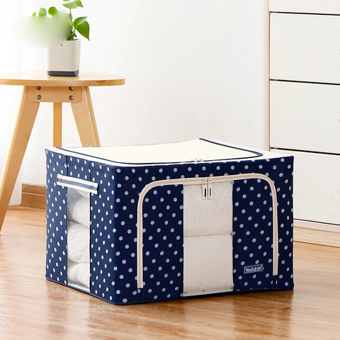 55- Litre Capacity Folding Cloth Steel Frame Clothing Storage Bag Folding Organizer Box Storage Bag