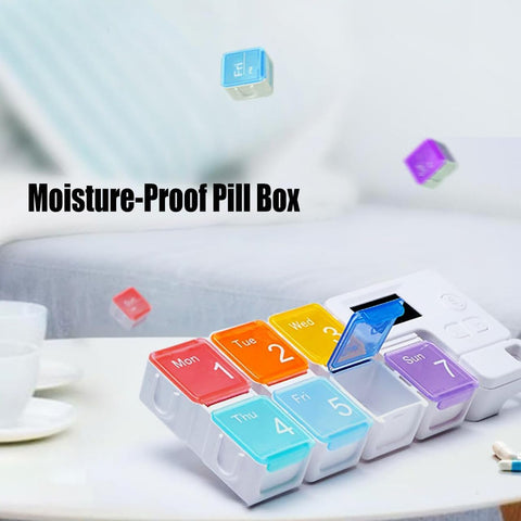 Alarm Pill Box-7 Days Pill Dispenser Organizer with Reminder Alarm