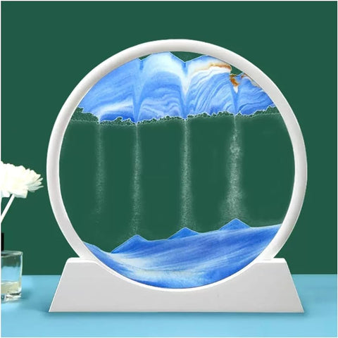 Moving Sand Art Pictures 3-d, Quicksand Painting Ornaments, Round Glass 3D Frame, Dynamic Sand Art Liquid Motion