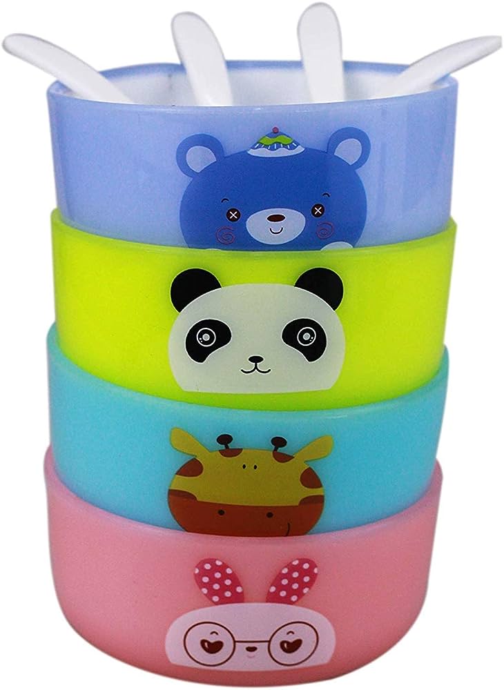 (Set Of 4) Animal Paradise Cartoon Bowls With Spoons