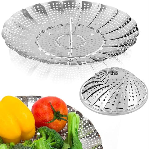 Premium Foldable Stainless Steel Steamer Basket ✨