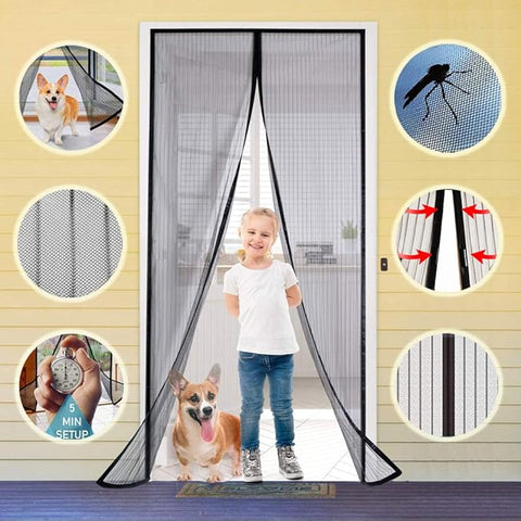 (Free Deliverey) Mosquito Door Net Mesh Screen – Magnetic Hands Free Closer