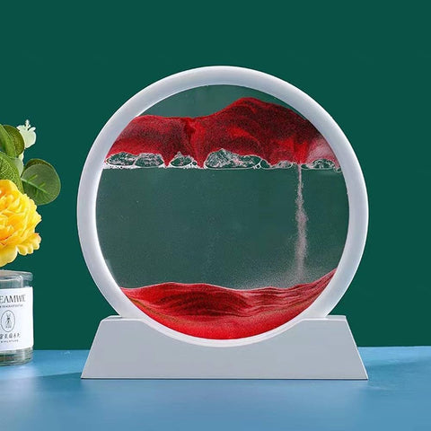 Moving Sand Art Pictures 3-d, Quicksand Painting Ornaments, Round Glass 3D Frame, Dynamic Sand Art Liquid Motion