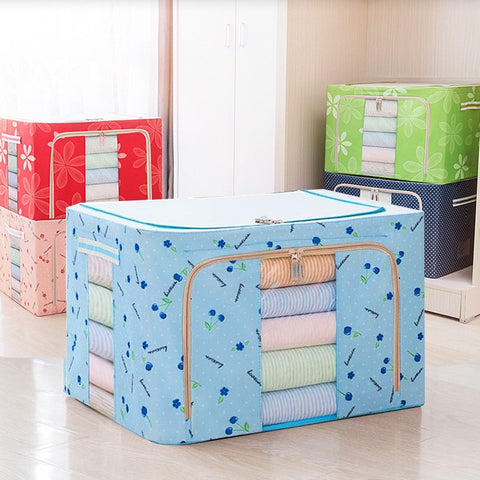 55- Litre Capacity Folding Cloth Steel Frame Clothing Storage Bag Folding Organizer Box Storage Bag