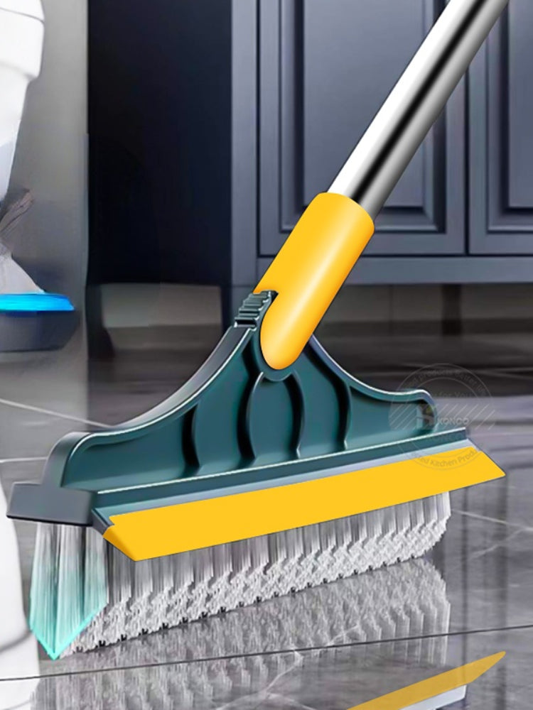 2 In 1 Stainless Metal Long Handle Scrubber Floor Brush, Bathroom Tile Corner Gap Cleaning Brush