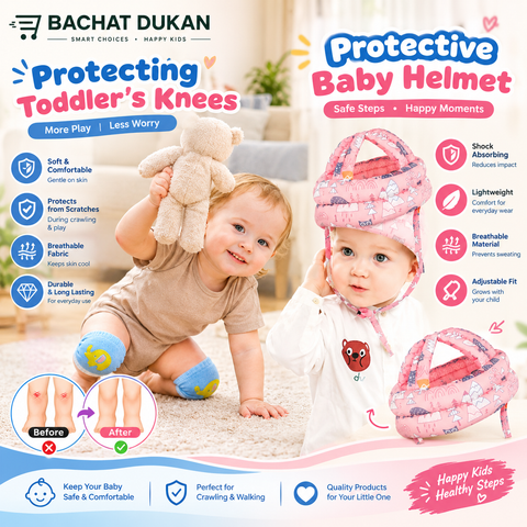 Baby Safety Combo |Knee Pads + Protective Helmet|