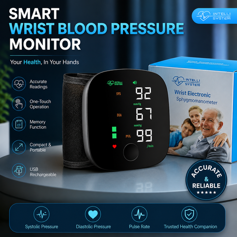(Free Delivery)Rechargeable Wrist BP Monitor – Digital LED Display & Voice Broadcast