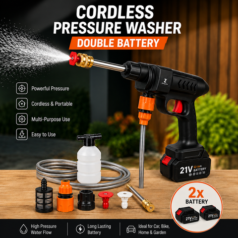 (Free Delivery) Rechargeable 48V Portable Car Wash Gun (Single & Double Battery)💦⚡