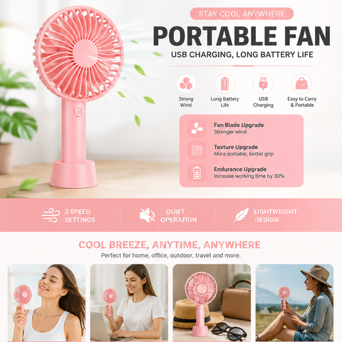 Rechargeable Mini Handheld Portable Fan