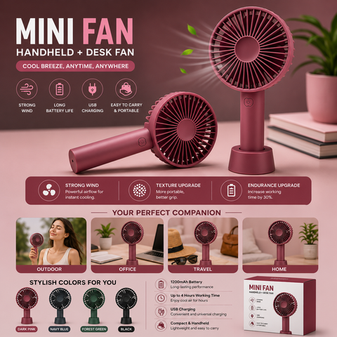 Rechargeable Mini Handheld Portable Fan