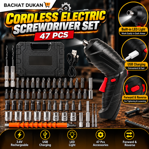 |FREE DELIVERY| Cordless Electric Screwdriver Set – 47 Pcs