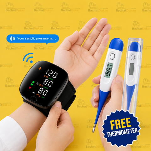 |FREE DELIVERY| Smart Wrist Blood Pressure Monitor with Free Digital Thermometer