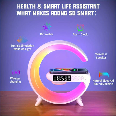 (free home delivery) Multifunctional Lamp With Bluetooth Speaker Wireless Charger Sunrise Wake-up & Alarm Clock