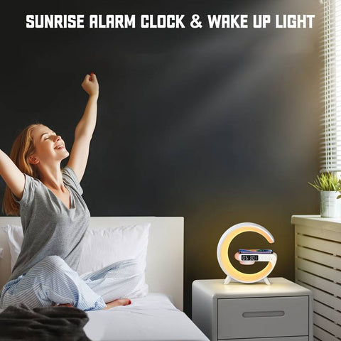 (free home delivery) Multifunctional Lamp With Bluetooth Speaker Wireless Charger Sunrise Wake-up & Alarm Clock
