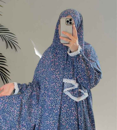 Full Coverage Printed Namaz Chadar with Sleeves-Full Length