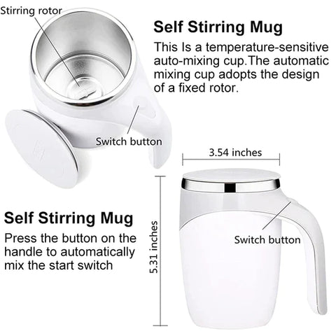 Stainless Steel Mixing Cup, Automatic Magnetic self Stirring Coffee Mug