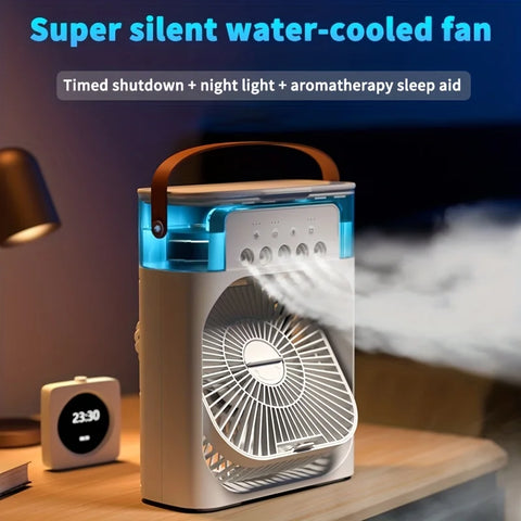 (FREE HOME DELIVERY) Portable Air Conditioner Fan With 3 Wind Speeds, Humidifier With LED Night Light Water Mist Fans
