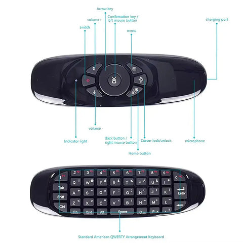 |FREE DELIVERY| C120 Fly Mouse – Wireless Keyboard Air Mouse with 7-Color Backlight