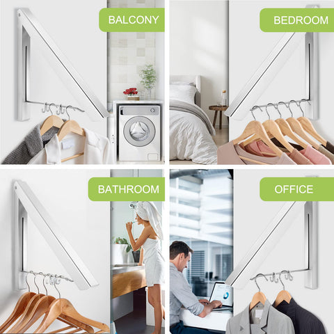 Folding Wall-Mounted Retractable Clothes Hanger & Drying Rack