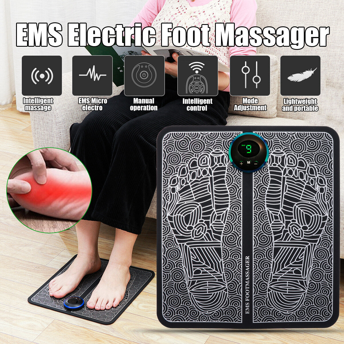 ✨Rechargeable Portable EMS Electric Foot Massage Pad Feet Simulator . . .  inbox for order