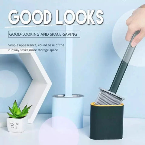 Bathroom Cleaning Silicone Toilet Brush With Holder