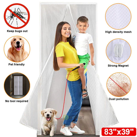 (Free Deliverey) Mosquito Door Net Mesh Screen – Magnetic Hands Free Closer