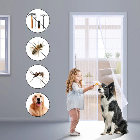(Free Deliverey) Mosquito Door Net Mesh Screen – Magnetic Hands Free Closer