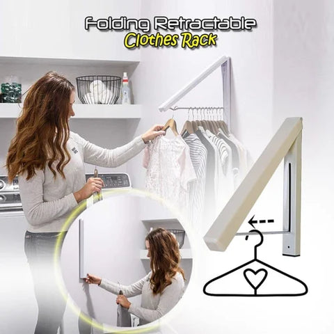 Folding Wall-Mounted Retractable Clothes Hanger & Drying Rack