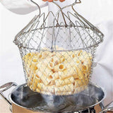 Stainless Steel Chef Basket 12 in 1 Kitchen Tool Deluxe Boiler, Steamer, Strainer & Frying