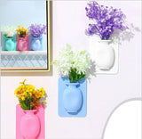 Wall Hanging Silicone Flower Pot Sticker Plant Rack for Decoration Home Kitchen Office Bathroom Silicon flower vase, Silicon wall flower pot, Silicon wall flower pot stand
