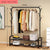 Black Color Clothes Dryer Rack With 2 Layer Shoes Racks Shelves / Removable Coat Dress Hanger Stand With Wheels
