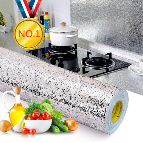 self-adhesive aluminium foil sticker Heat Proof Waterproof Kitchen Aluminium Sticker Sheet ( 60 x 200 Cm )