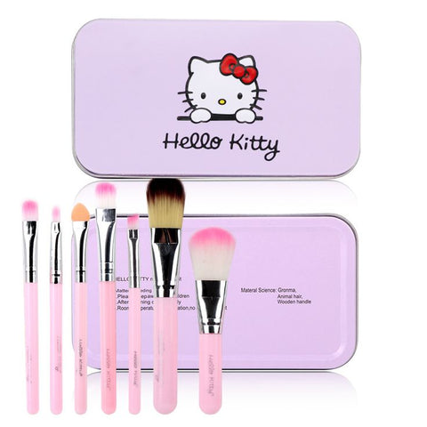 (Pack of 2) Hello Kitty Complete Makeup Mini Brush Kit with A Storage Box – Set of 7 Pieces