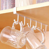 6 Hooks Metal hanger, Storage Shelf Wardrobe Cabinet Metal Under Shelves Mug Cup Hanger Kitchen Organizer Rack Holder