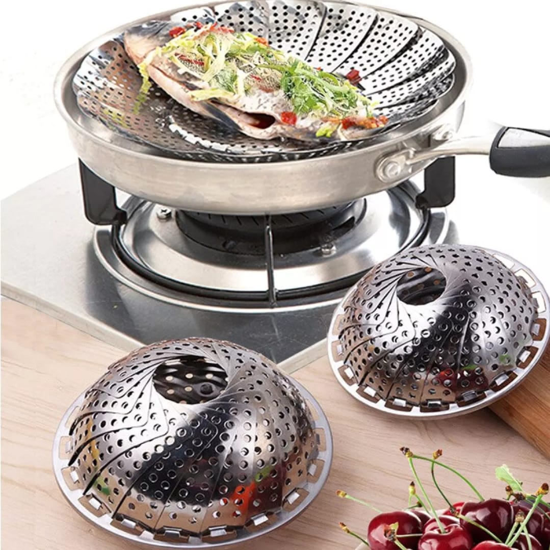 Folding Dish Steam Stainless Steel Food Steamer Basket Mesh Vegetable  Cooker Steamer Expandable Pannen Kitchen Tool - AliExpress