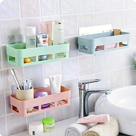 pack of 2 Wall Mounted Drain Soap Box Plastic Storage Rack Suction Bathroom Shelf Washroom Kitchen Storage Basket Holder