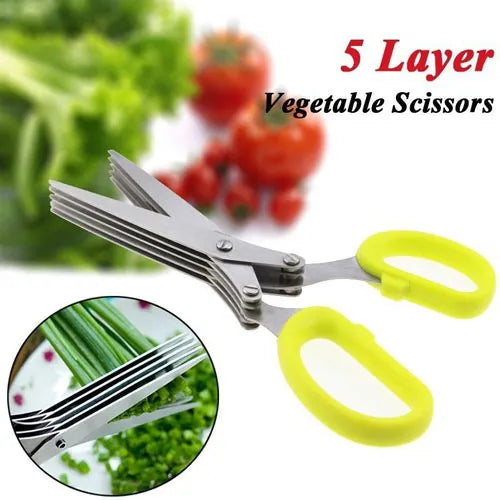5 Layered Stainless Steel Vegetable Scissor Cutter