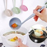 2 In 1 Long Handle Soup Spoon Home Strainer Cooking Colander Kitchen Scoop Plastic Ladle Tableware Sifter