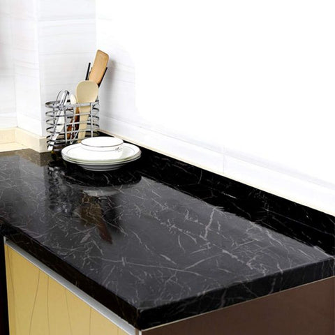 Pack of 2 Black marble Self Adhesive Waterproof Stickers