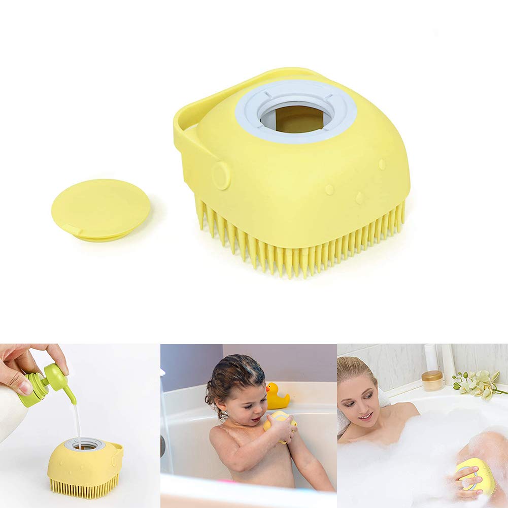 Silicone Body Brush Shower Scrubber, Massage Shower Brush Shampoo Dispenser