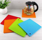 (Pack of 2) Flexible Honeycomb Silicone Round Pot Holder Non-slip Durable Heat Resistant Placemat Table Mat