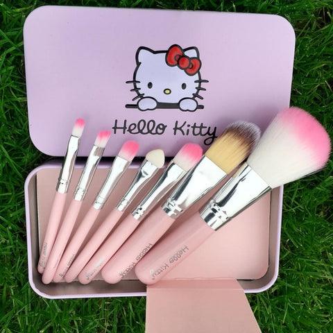 (Pack of 2) Hello Kitty Complete Makeup Mini Brush Kit with A Storage Box – Set of 7 Pieces